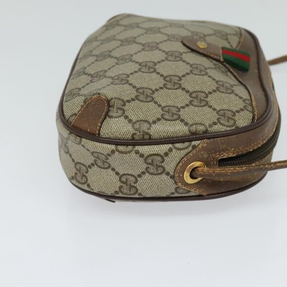 GUCCI GG Supreme Web Sherry Line Bag PVC Beige Gold 156 02 066 Auth ki5606 - Picture 5 of 16